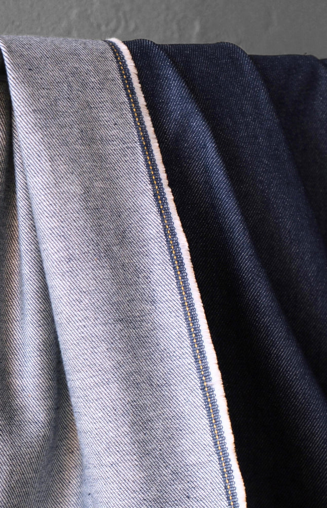 Pure Indigo (washed & softened), 56" Wide, 12.5 oz (≈ 270 GSM)