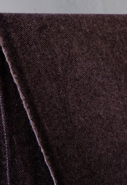 Deep Brown Yak Wool Twill Tweed Fabric, 58" wide, 373 GSM