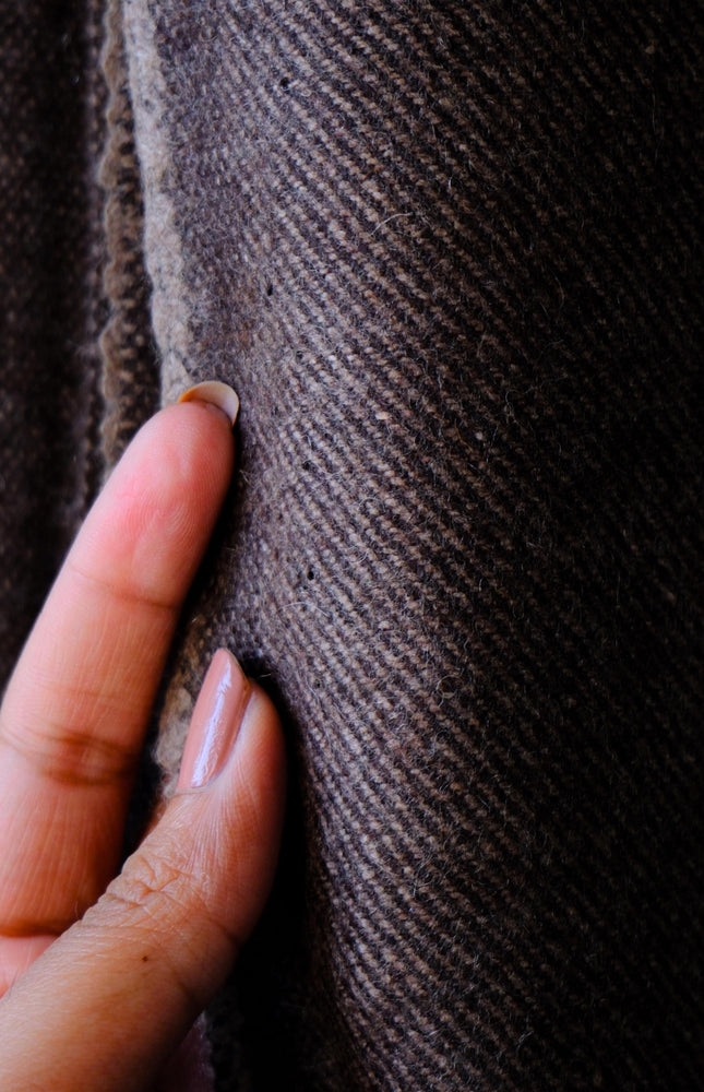Deep Brown Yak Wool Twill Tweed Fabric, 58" wide, 373 GSM