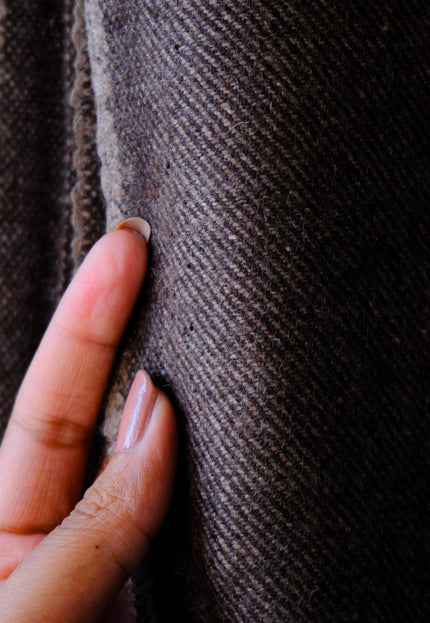Deep Brown Yak Wool Twill Tweed Fabric, 58" wide, 373 GSM
