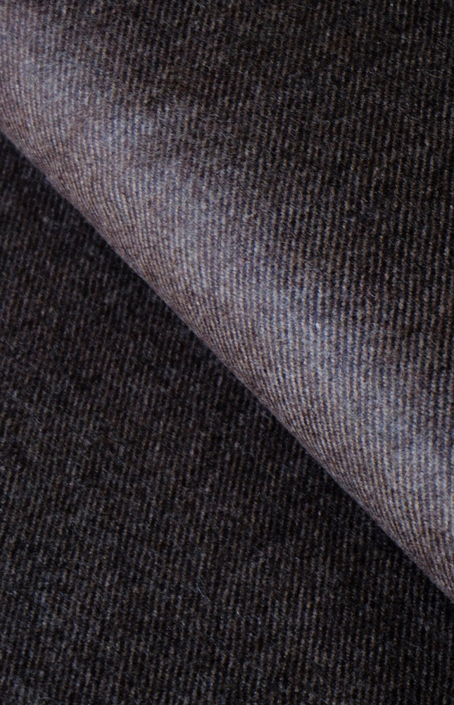 Deep Brown Yak Wool Twill Tweed Fabric, 58" wide, 373 GSM