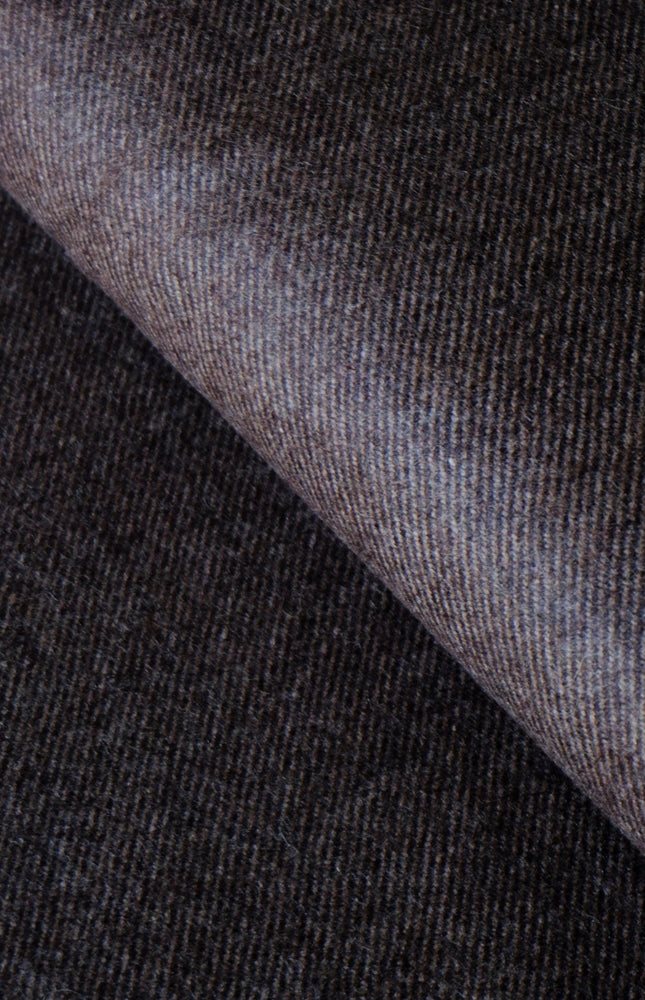 Deep Brown Yak Wool Twill Tweed Fabric, 58" wide, 373 GSM
