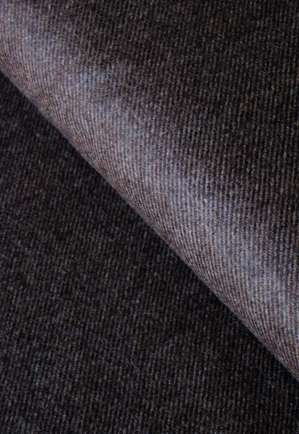 Deep Brown Yak Wool Twill Tweed Fabric, 58" wide, 373 GSM