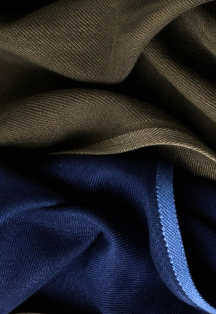 Military Green & Indigo Merino Wool - Linen Fabric | 54” Wide | 220 GSM