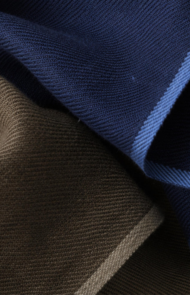 Military Green & Indigo Merino Wool - Linen Fabric | 54” Wide | 220 GSM