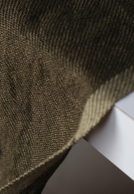 Military Green & Indigo Merino Wool - Linen Fabric | 54” Wide | 220 GSM