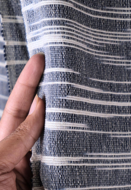 Indigo Handwoven Kasuri Fabric, 45" Wide, 300 GSM
