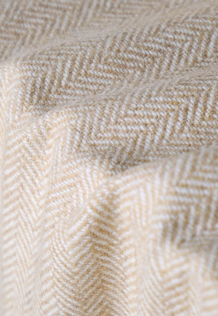 Yak Wool Tweed Fabric by the yard: Beige, 58" Wide, 353 GSM