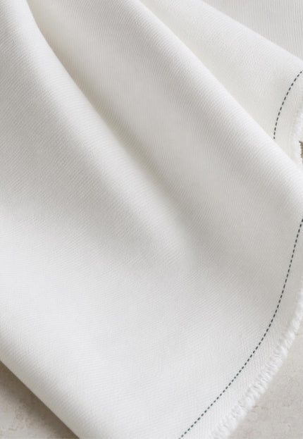 Stone-washed White Organic Cotton Denim Fabric by the yard, 58 inches wide, 271 GSM