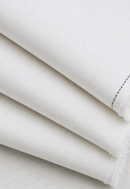 Stone-washed White Organic Cotton Denim Fabric by the yard, 58 inches wide, 271 GSM