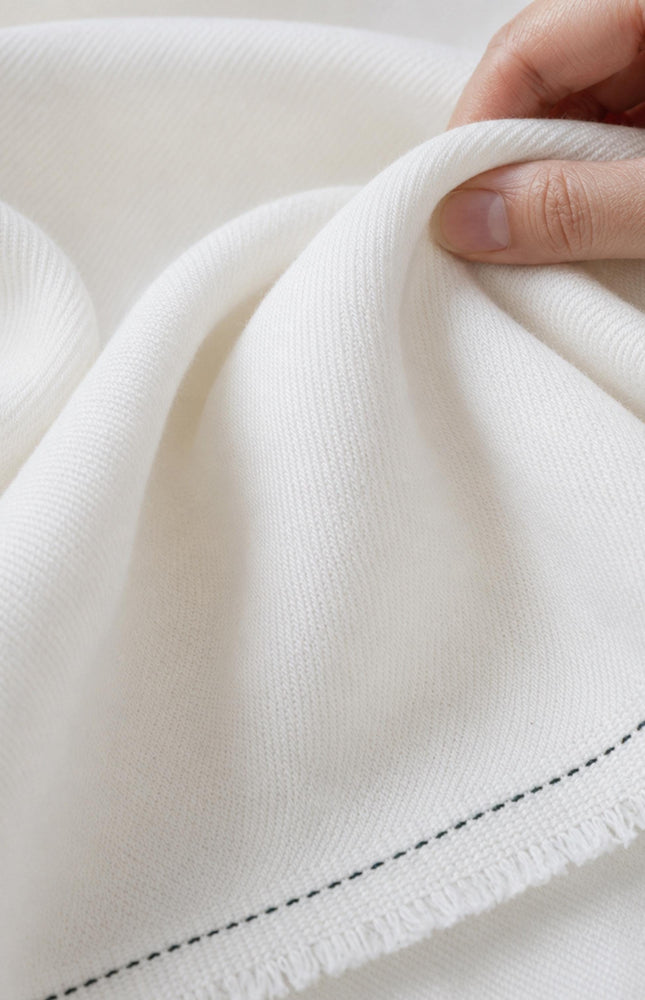 Stone-washed White Organic Cotton Denim Fabric by the yard, 58 inches wide, 271 GSM