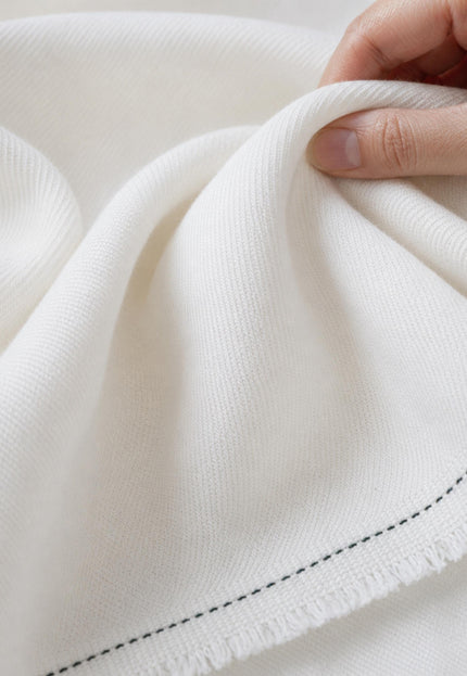 Stone-washed White Organic Cotton Denim Fabric by the yard, 58 inches wide, 271 GSM