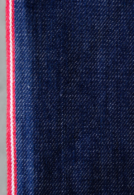 Handwoven Indigo Cotton Denim Fabric, Lightweight (210 GSM) Twill with 2 Red Selvedge