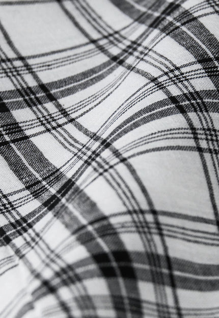 Handwoven Bengal Cotton Tartan | Black & White Checks | 45″ Wide, 170 GSM