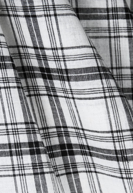 Handwoven Bengal Cotton Tartan | Black & White Checks | 45″ Wide, 170 GSM
