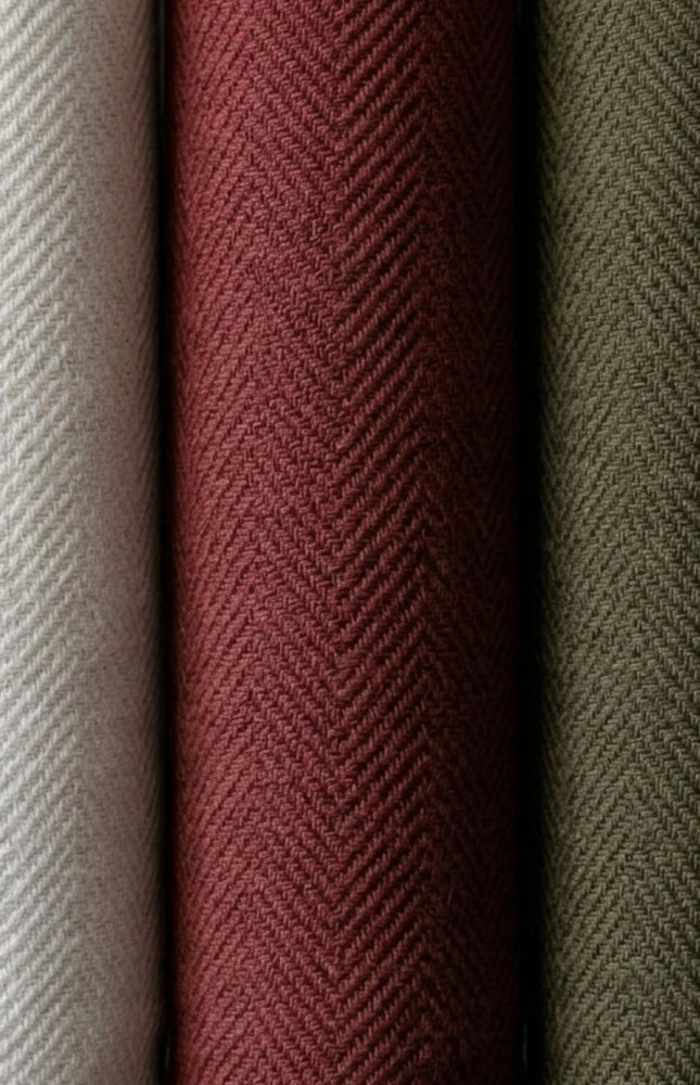 Handwoven Cotton Herringbone Fabric, 230 GSM, 48" Wide