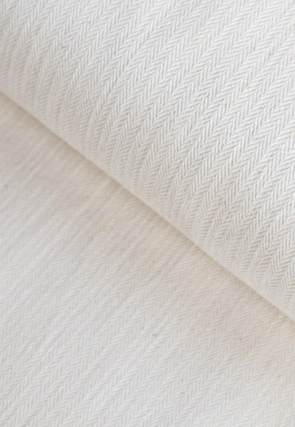 Cotton + Linen Blend Greige Herringbone Fabric | 240 GSM | 54” inches Wide