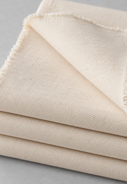 Cotton + Linen Blend Greige Herringbone Fabric | 240 GSM | 54” inches Wide