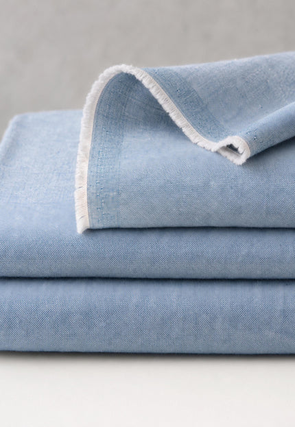 Pure Cotton Indigo Chambray Fabric by the yard | 54" Wide | 180 GSM