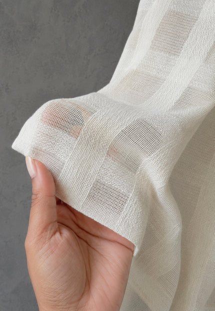 Self-Checkered Handloom Kala Cotton Fabric, 45" Wide, 157 GSM