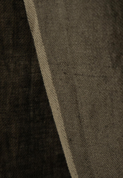 Military Green & Indigo Merino Wool - Linen Fabric | 54” Wide | 220 GSM