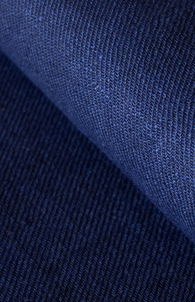 Military Green & Indigo Merino Wool - Linen Fabric | 54” Wide | 220 GSM