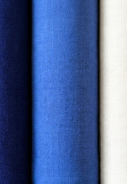 Indigo Hemp Herringbone Fabric with Black Selvedge | 54" wide | 240 GSM