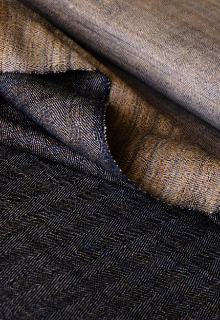 Reversible Handwoven Tussar Silk Fabric, 220 GSM Wild Silk, 44” Wide