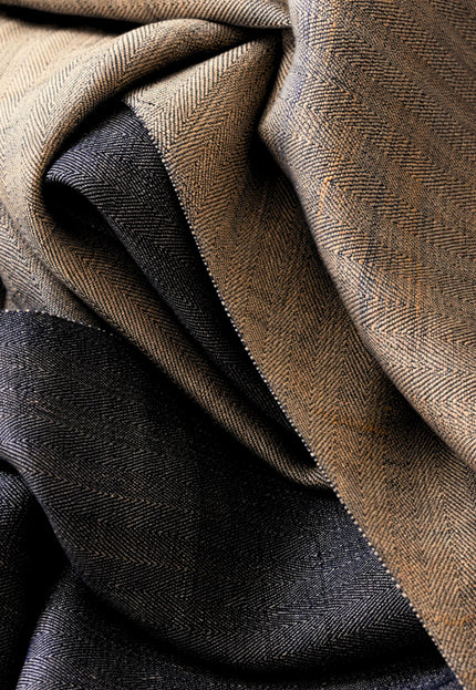 Reversible Handwoven Tussar Silk Fabric, 220 GSM Wild Silk, 44” Wide