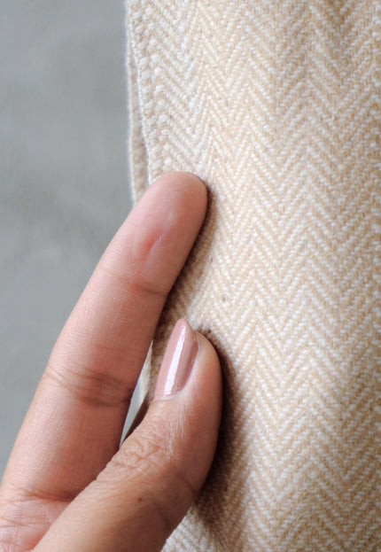 Yak Wool Tweed Fabric by the yard: Beige, 58" Wide, 353 GSM