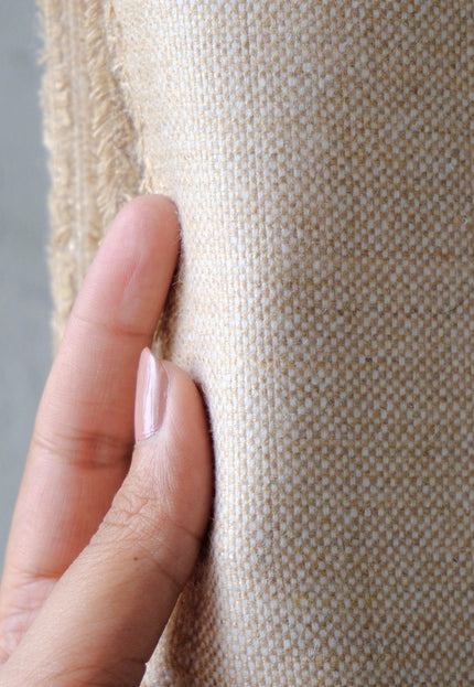 Yak Wool Tweed Fabric by the yard: Beige, 58" Wide, 353 GSM