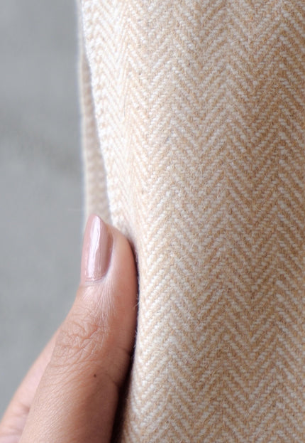 Yak Wool Tweed Fabric by the yard: Beige, 58" Wide, 353 GSM