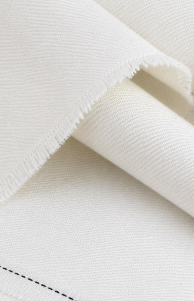 Stone-washed White Organic Cotton Denim Fabric by the yard, 58 inches wide, 271 GSM