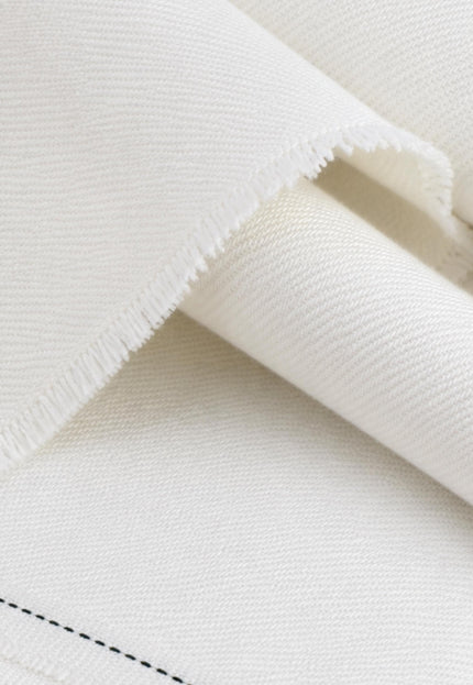 Stone-washed White Organic Cotton Denim Fabric by the yard, 58 inches wide, 271 GSM