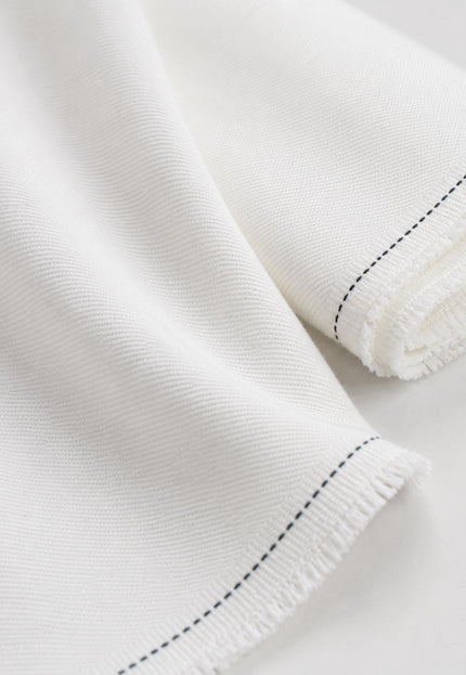 Stone-washed White Organic Cotton Denim Fabric by the yard, 58 inches wide, 271 GSM