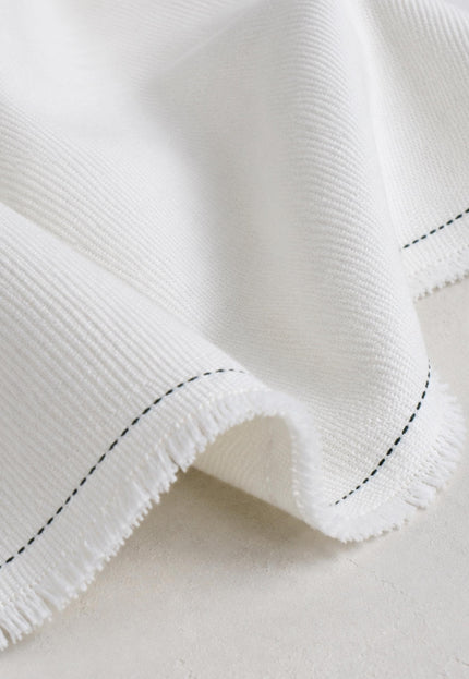 Stone-washed White Organic Cotton Denim Fabric by the yard, 58 inches wide, 271 GSM
