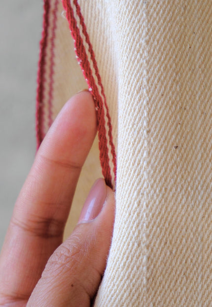 Handwoven Indigo Cotton Denim Fabric, Lightweight (210 GSM) Twill with 2 Red Selvedge