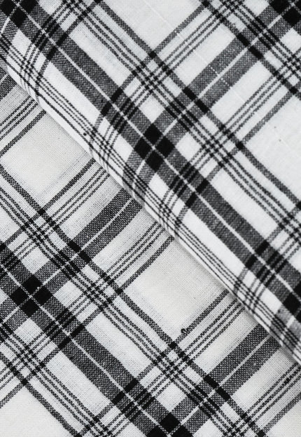 Handwoven Bengal Cotton Tartan | Black & White Checks | 45″ Wide, 170 GSM