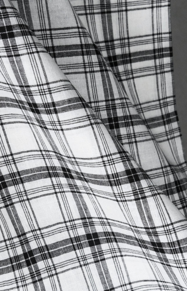 Handwoven Bengal Cotton Tartan | Black & White Checks | 45″ Wide, 170 GSM