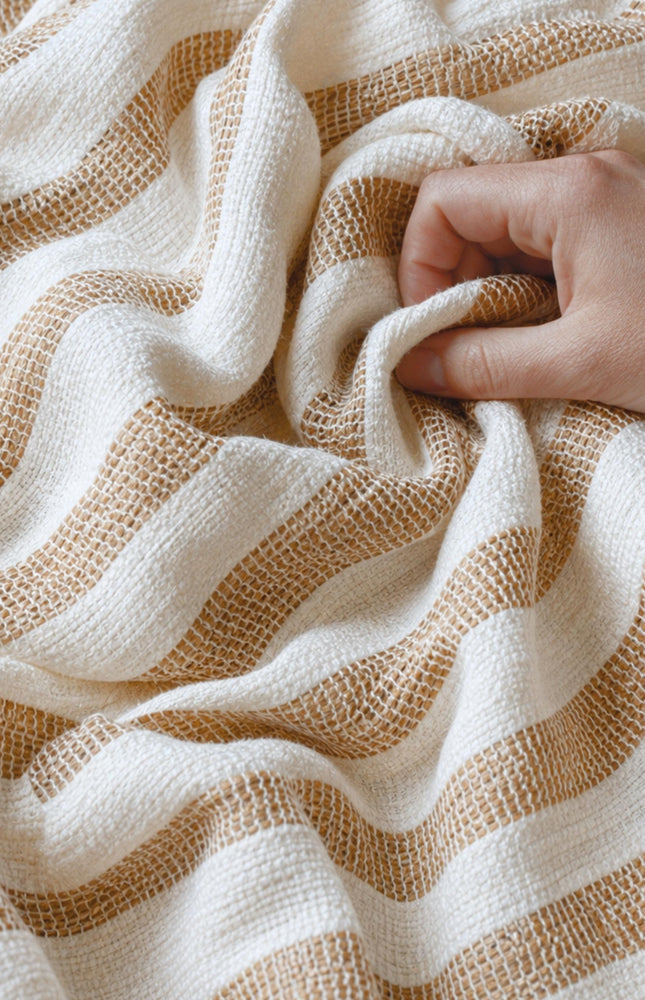 Handloom Eri Silk Fabric with Silk Pile Stripes | 44” Wide | 125 GSM