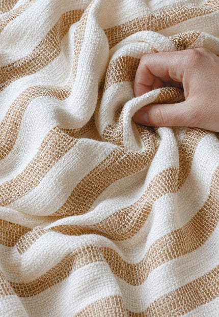 Handloom Eri Silk Fabric with Silk Pile Stripes | 44” Wide | 125 GSM