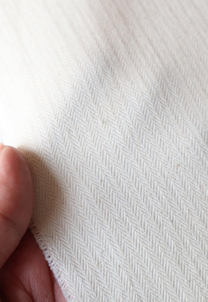 Cotton + Linen Blend Greige Herringbone Fabric | 240 GSM | 54” inches Wide