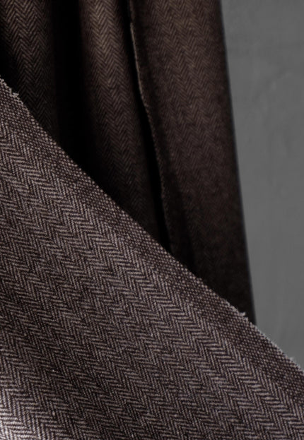 Yak Wool Herringbone Tweed Fabric by the yard: Brown, 58" Wide, 373 GSM