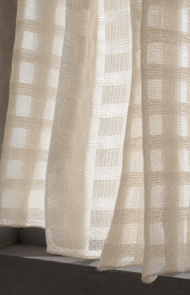 Self-Checkered Handloom Kala Cotton Fabric, 45" Wide, 157 GSM