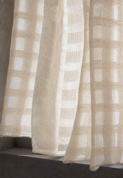 Self-Checkered Handloom Kala Cotton Fabric, 45" Wide, 157 GSM