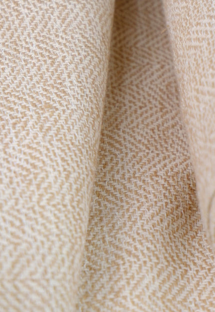Handwoven Lambswool Herringbone Fabric, 250 GSM, 44" Wide