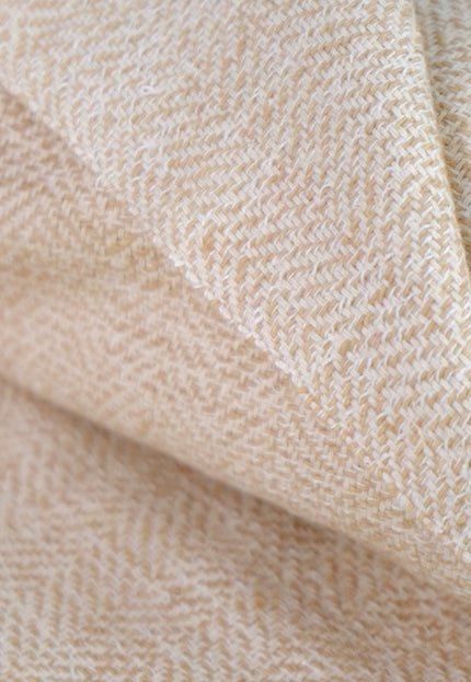 Handwoven Lambswool Herringbone Fabric, 250 GSM, 44" Wide