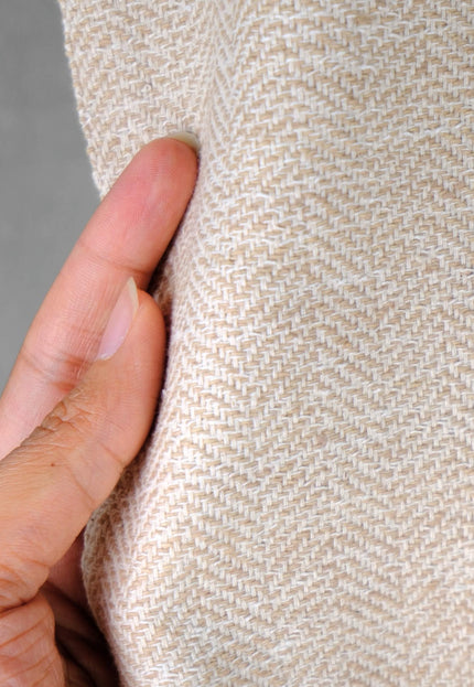 Handwoven Lambswool Herringbone Fabric, 250 GSM, 44" Wide