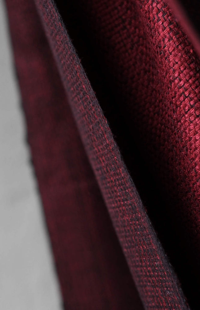 Handwoven Reversible Mulberry Silk Fabric, Black & Garnet Double-Sided Luxury Silk, 45” Wide, 285 GSM