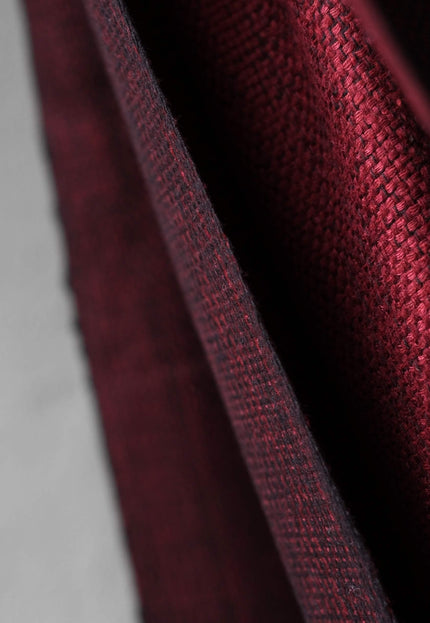 Handwoven Reversible Mulberry Silk Fabric, Black & Garnet Double-Sided Luxury Silk, 45” Wide, 285 GSM